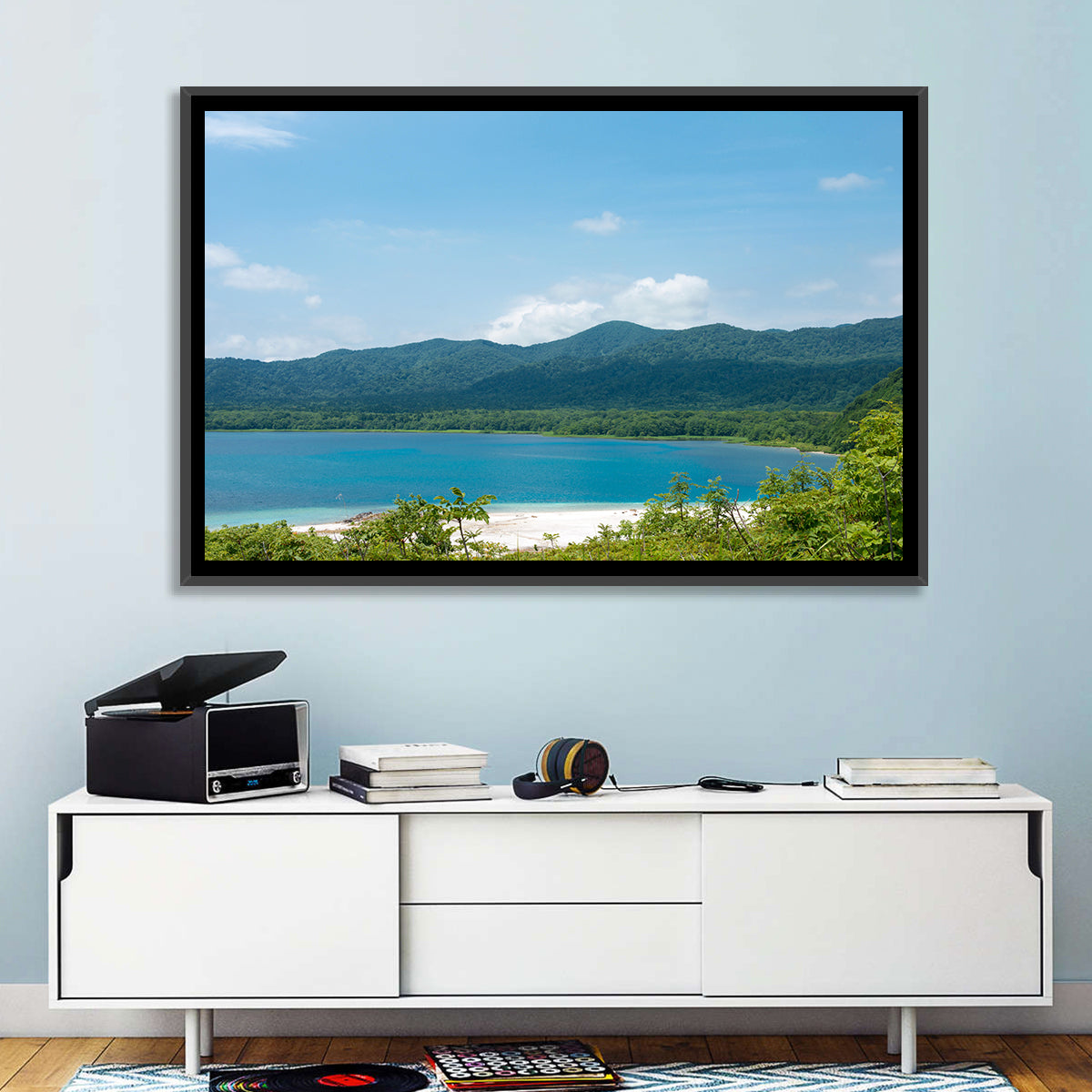 Usori Lake Shoreline Wall Art in a room, landscape