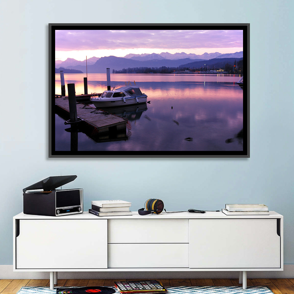 Lake Lucerne Pier at Dusk Wall Art