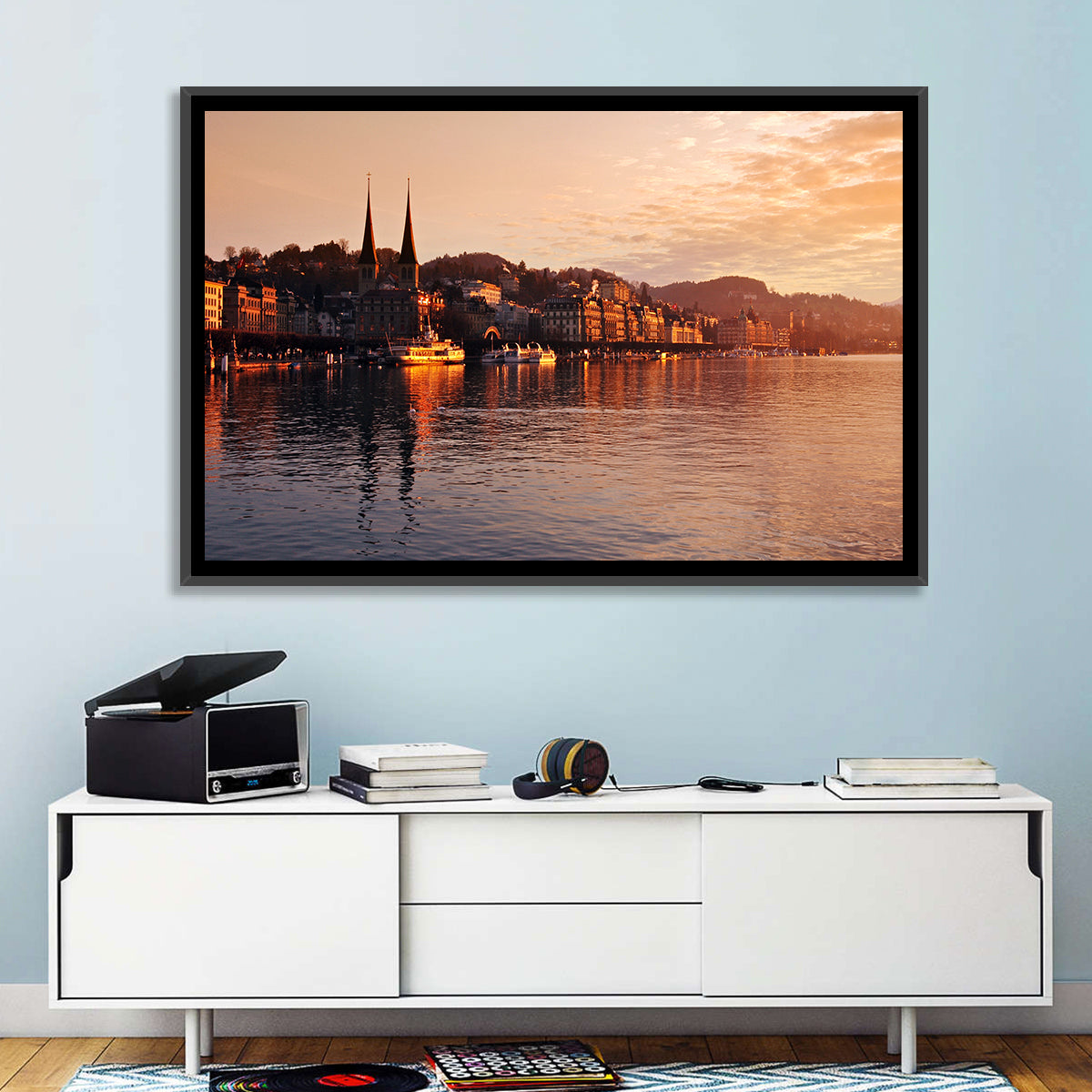 Lucerne Lake Sunset Skyline Wall Art