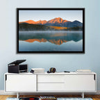 Patricia Lake and Mount Pyramid at Golden Hour Wall Art