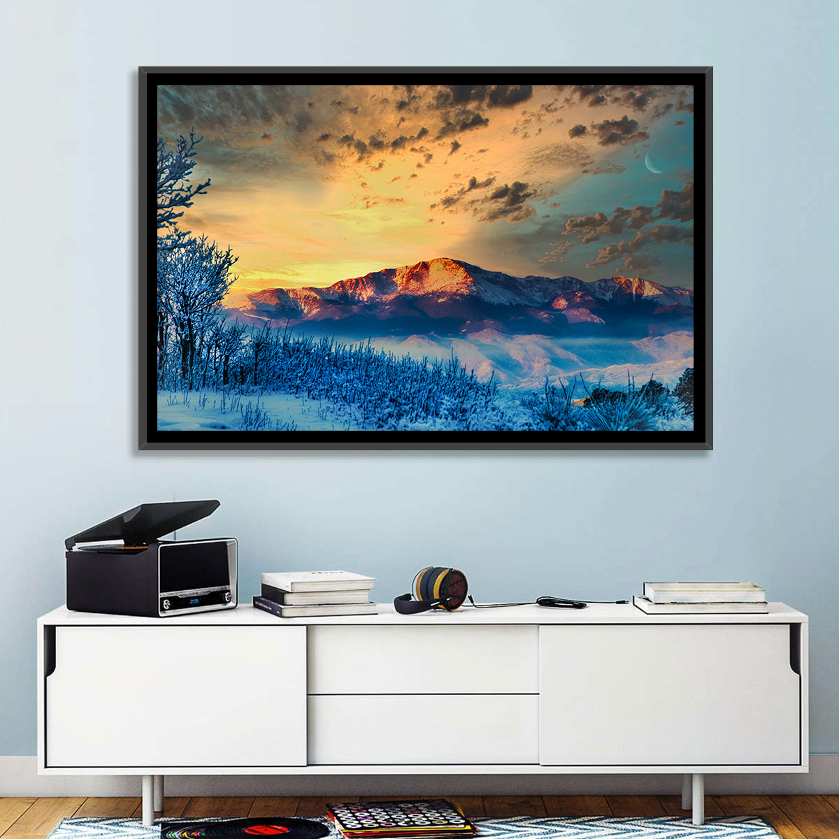 Pikes Peak Golden Sunset Wall Art