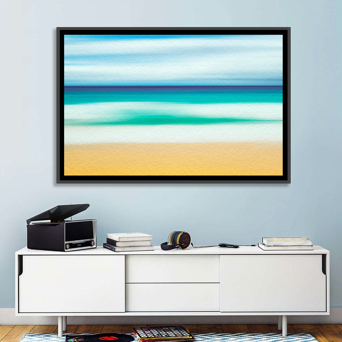 Sand and Surf Abstraction Wall Art in a room, landscape