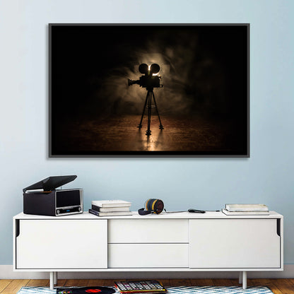 Backlit Vintage Movie Camera Wall Art