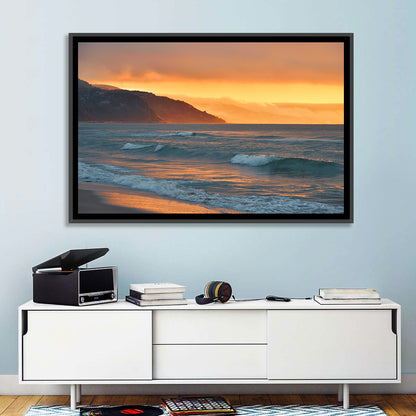 Cliffside Sunset Over Ocean Wall Art