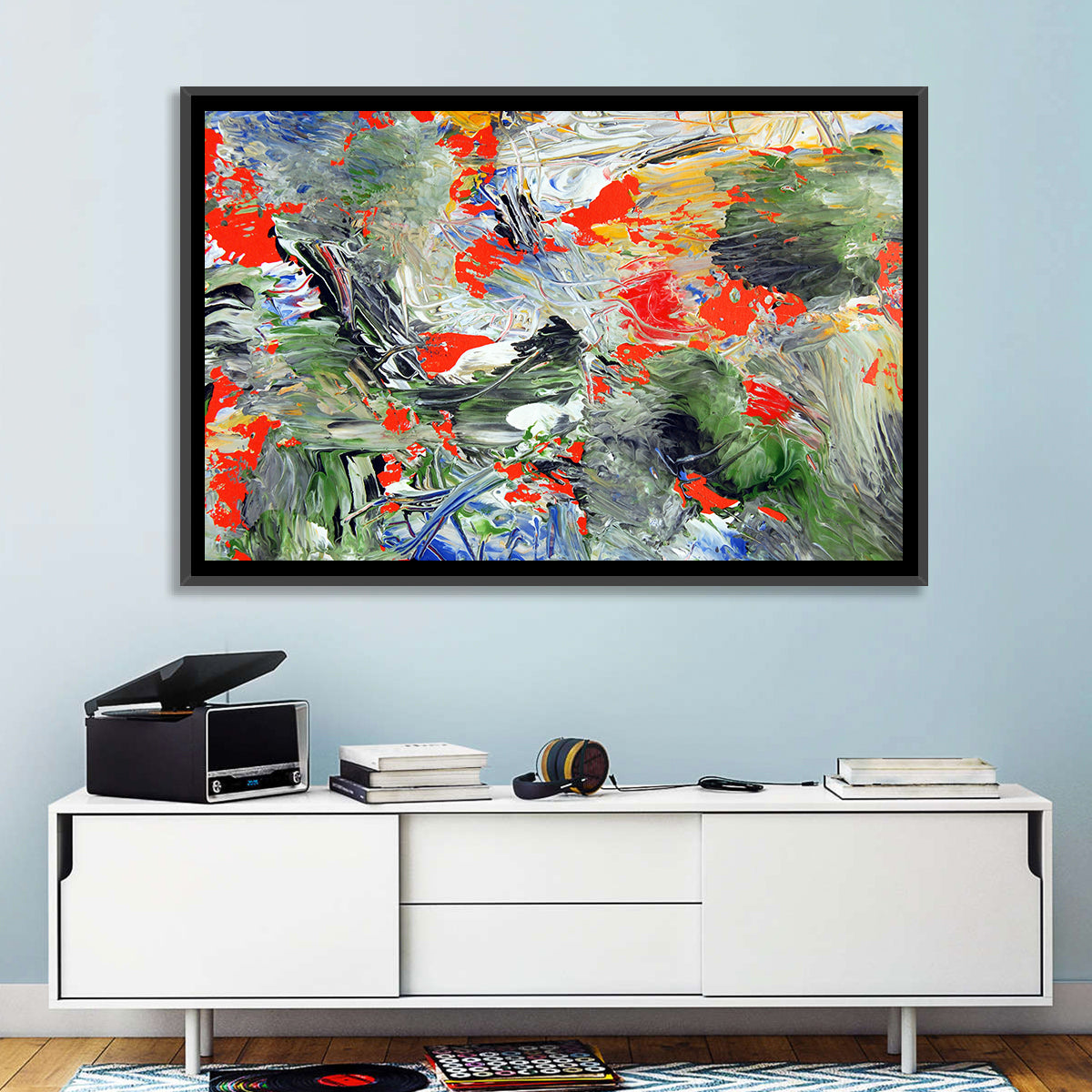Melting Green Impasto Abstract Wall Art