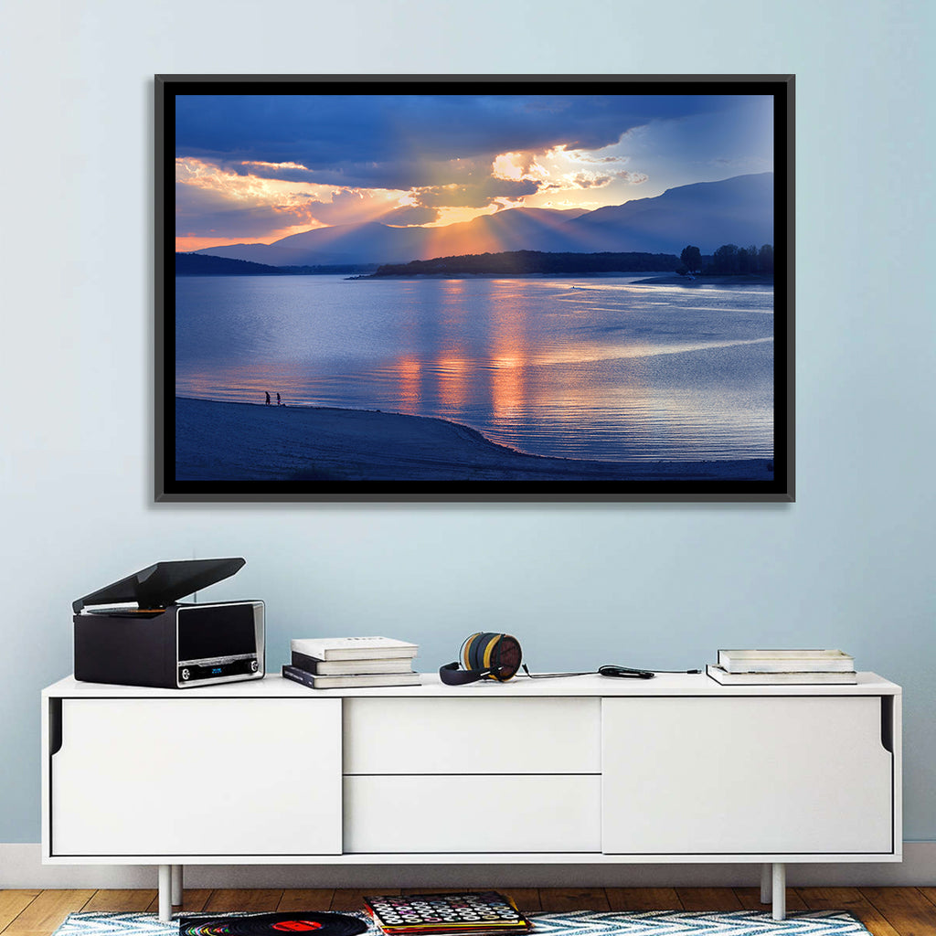 Lake Sunset with Silhouettes Wall Art