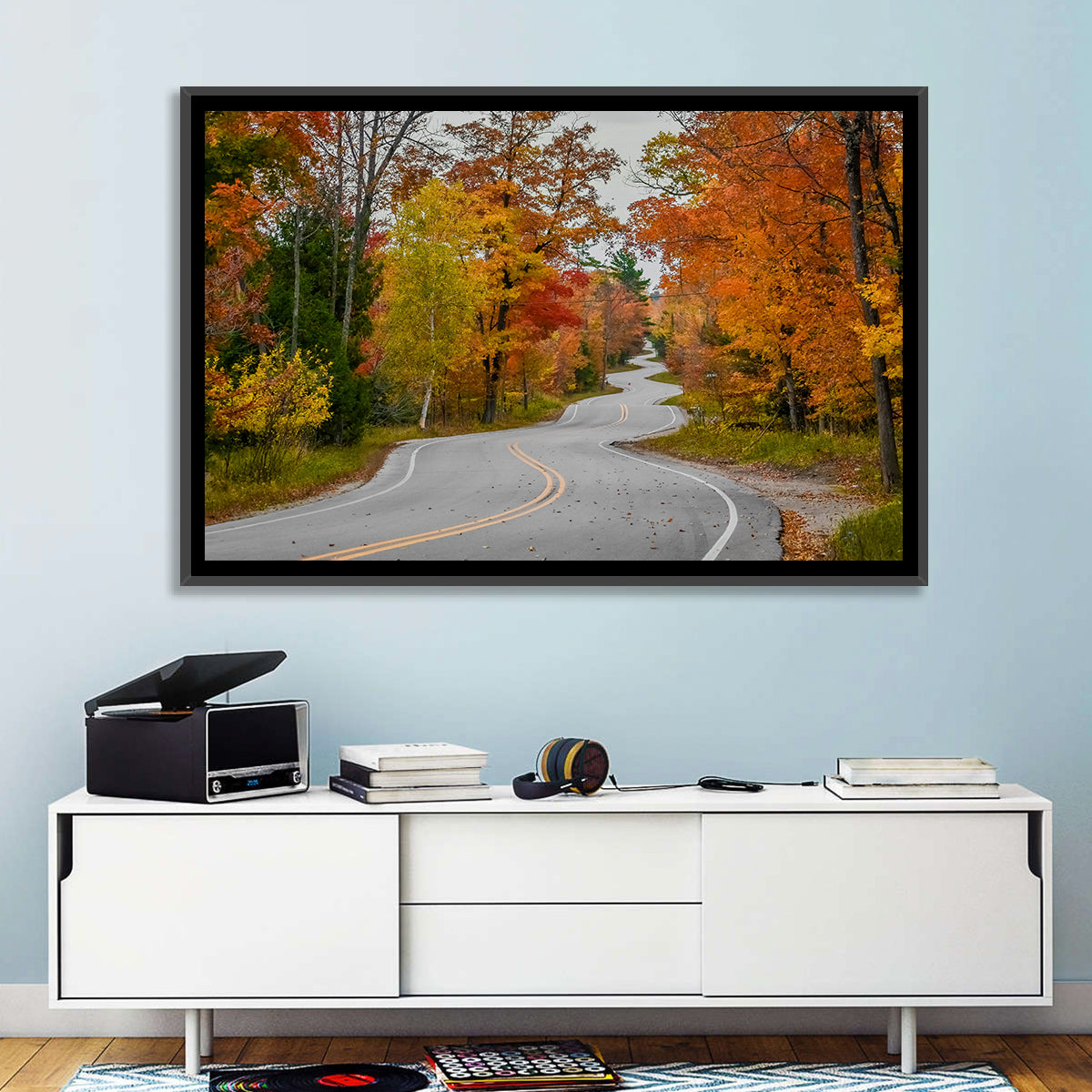 Winding Autumn Highway Wall Art