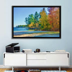 Sebago Lake Pier in Autumn Wall Art
