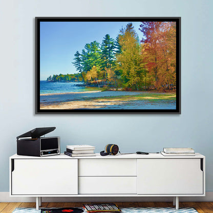 Sebago Lake Pier in Autumn Wall Art
