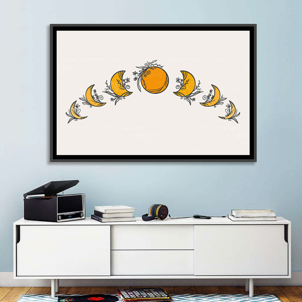 Lunar Phases Floral Arc Wall Art