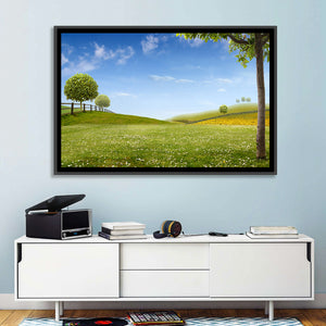 Green Sunflower Fields Wall Art