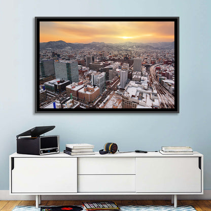 Sapporo Station Skyline at Golden Hour Wall Art