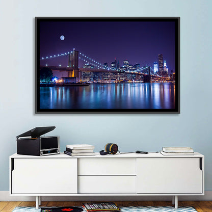 Brooklyn Bridge Moonlit Reflections Wall Art