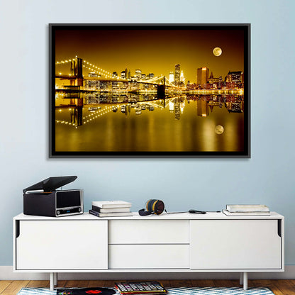 Brooklyn Bridge Moonlit Reflection Wall Art