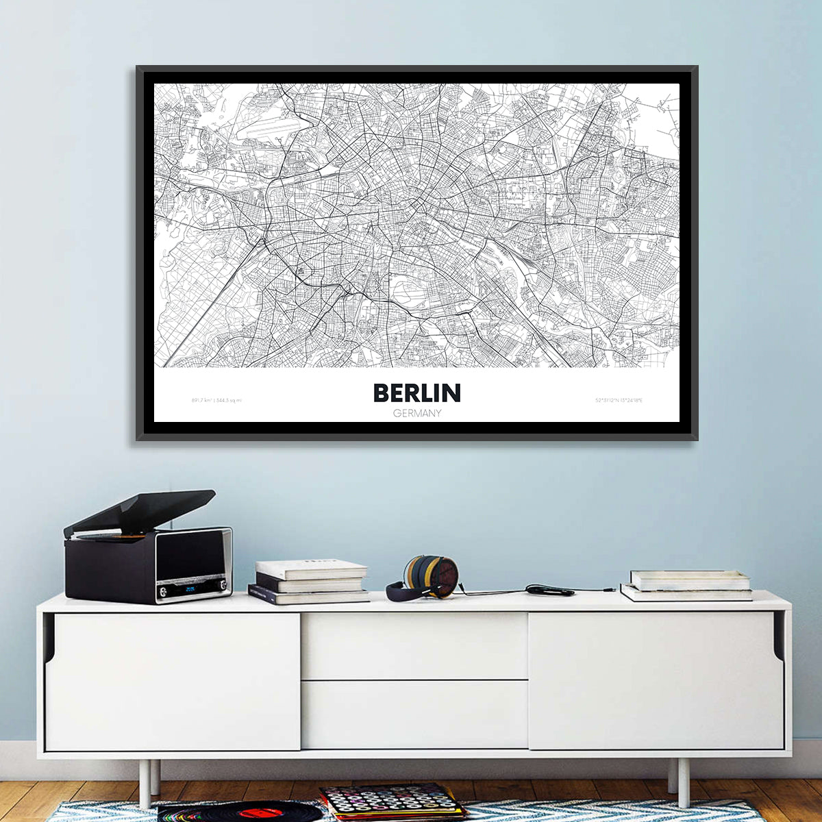 Berlin Street Network Map Wall Art