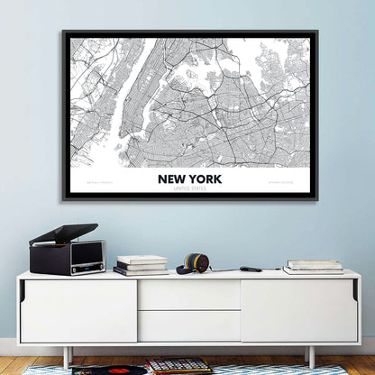 New York Street Grid Map Wall Art