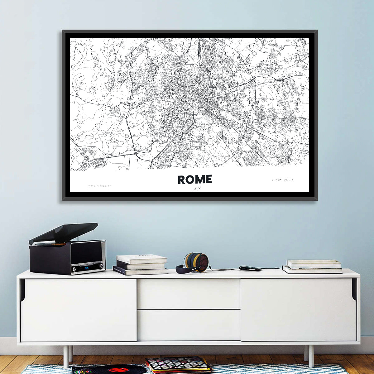 Rome City Map Wall Art in a room, landscape
