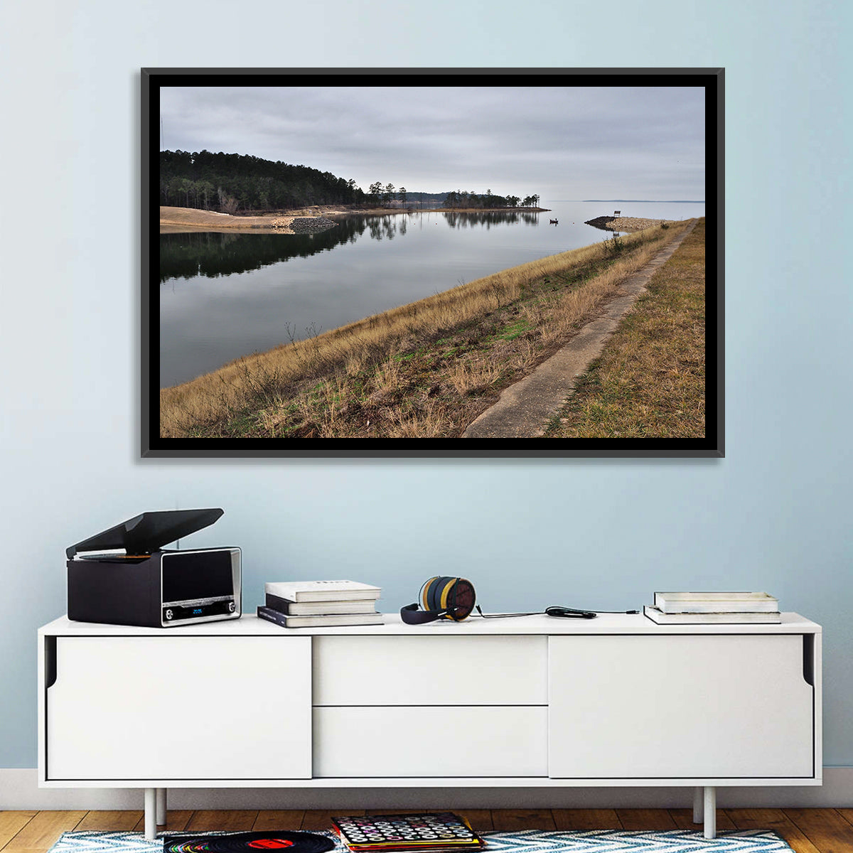 Sam Rayburn Dam Wall Art in a room, landscape