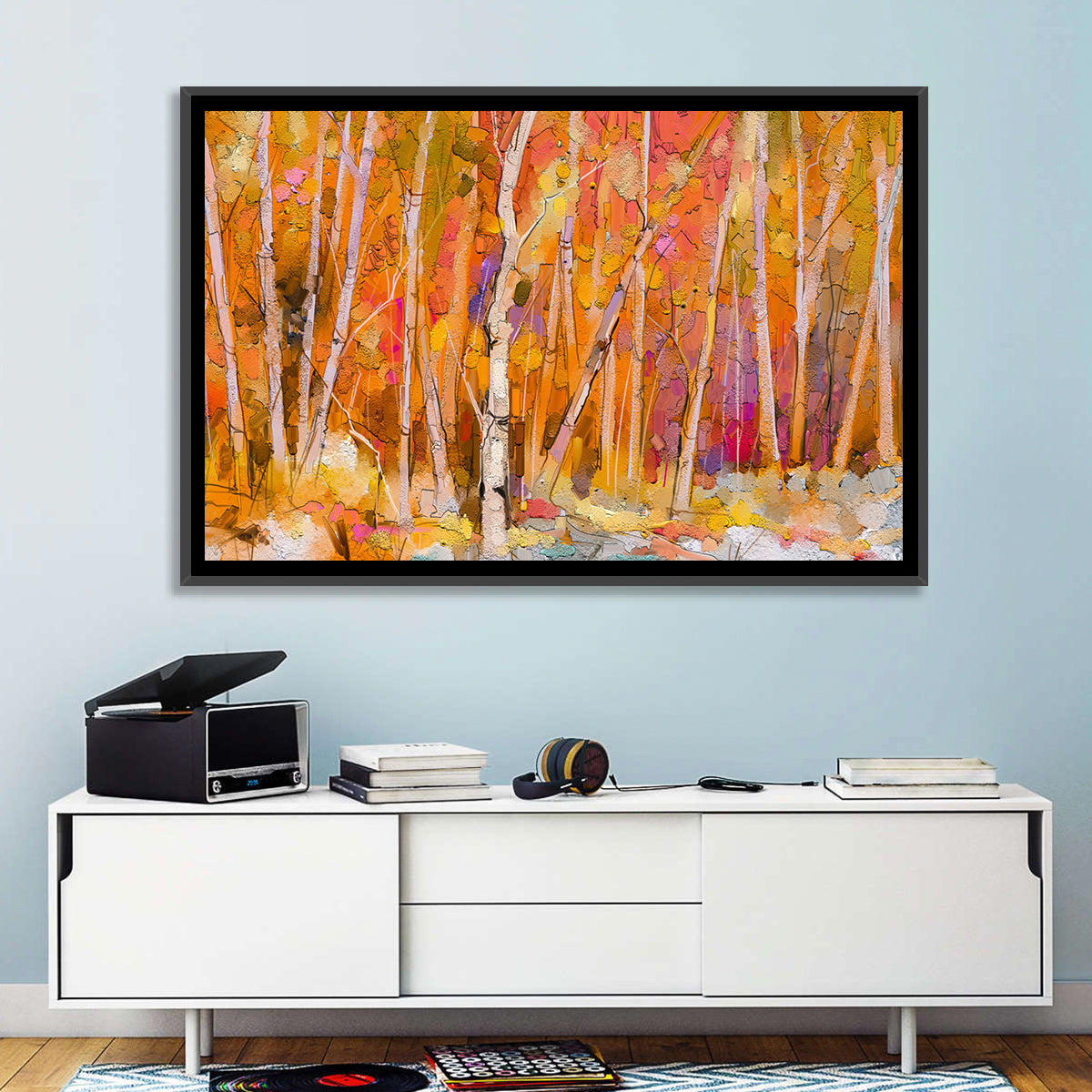 Autumn Birch Grove Painting Wall Art