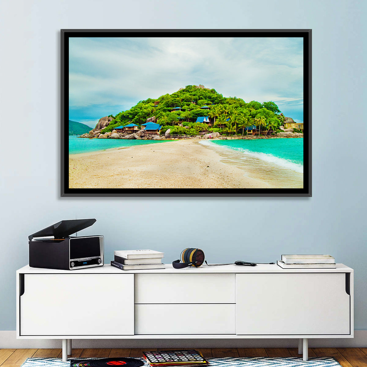 Koh Nang Yuan Sandbar Island Beach Wall Art in a room, landscape