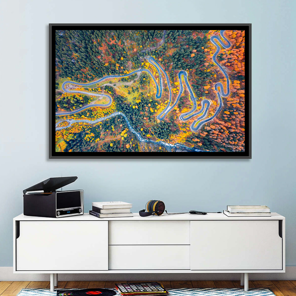 Maloya Pass Aerial View Wall Art in a room, landscape