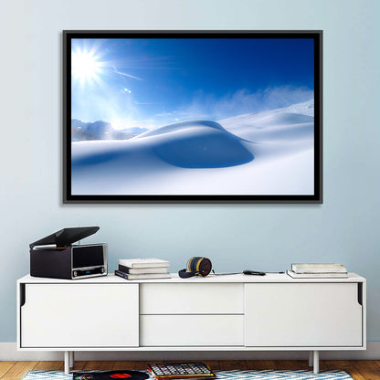Sunlit Snow Dune Under Blue Sky Wall Art