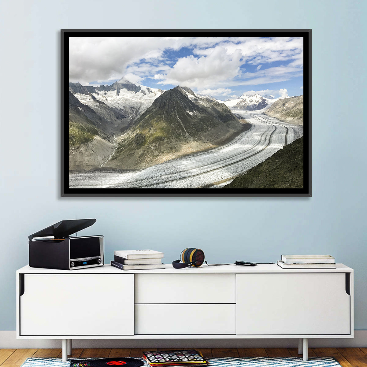 Aletsch Glacier Wall Art in a room, landscape