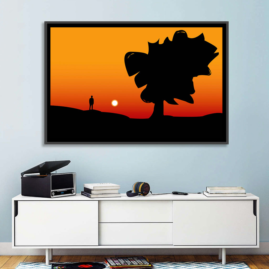 Solitary Sunset Silhouette Wall Art