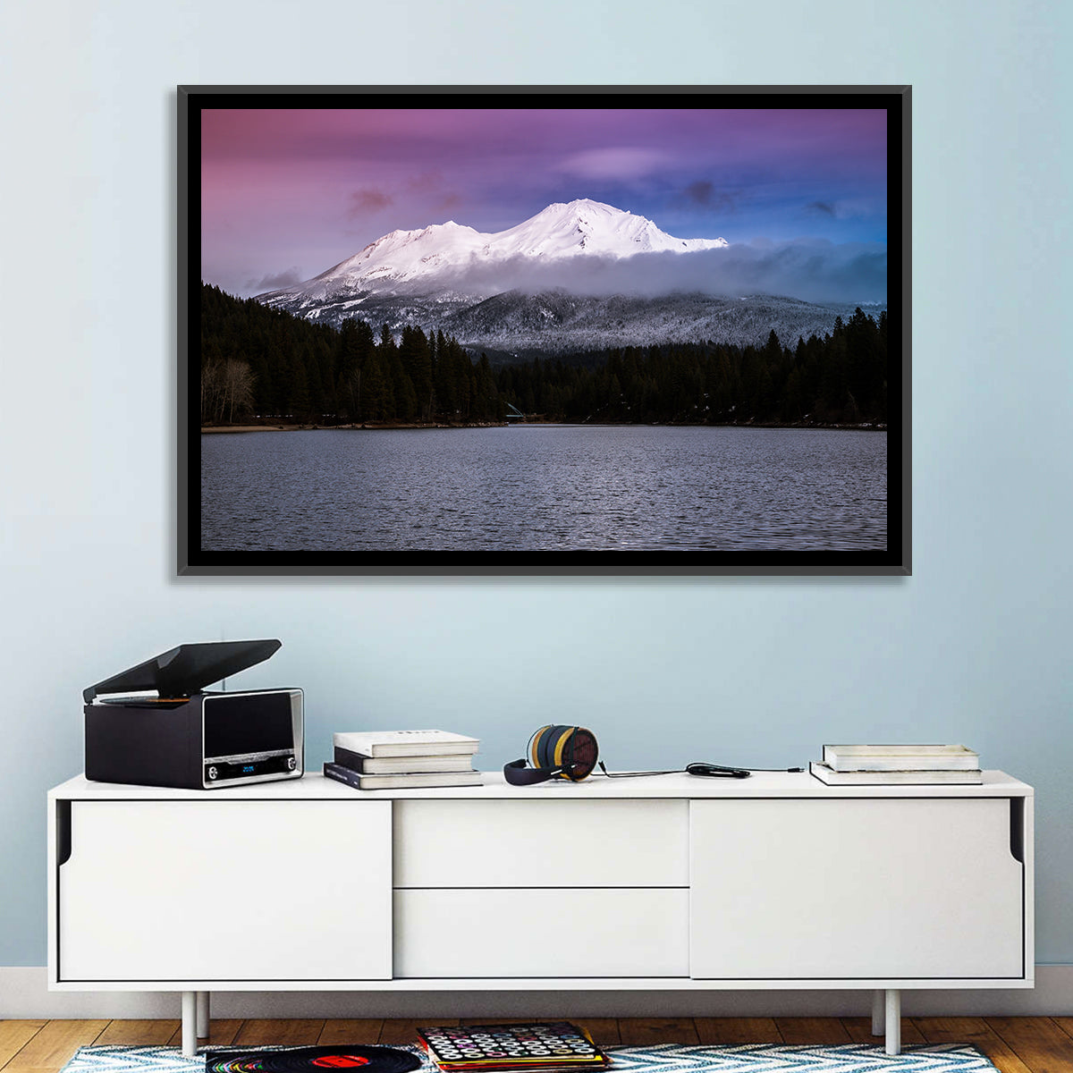 Mount Shasta from Lake Siskiyou Wall Art in a room, landscape