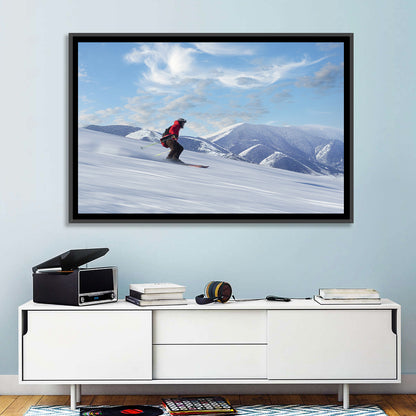 Skier on Snowy Mountain Slope Wall Art