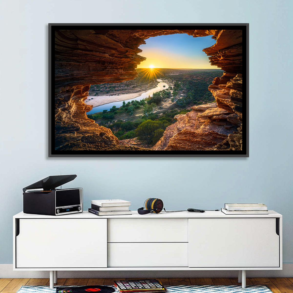 Nature's Window Sunrise, Kalbarri Wall Art in a room, landscape