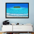 Turquoise Atoll Sandbar with Palm Trees Wall Art