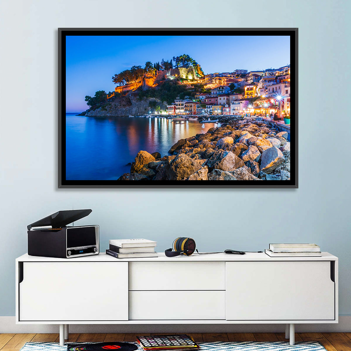 Parga Harbor at Dusk Wall Art