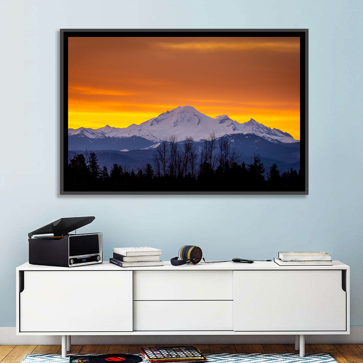 Sunrise Over Mount Baker Wall Art in a room, landscape