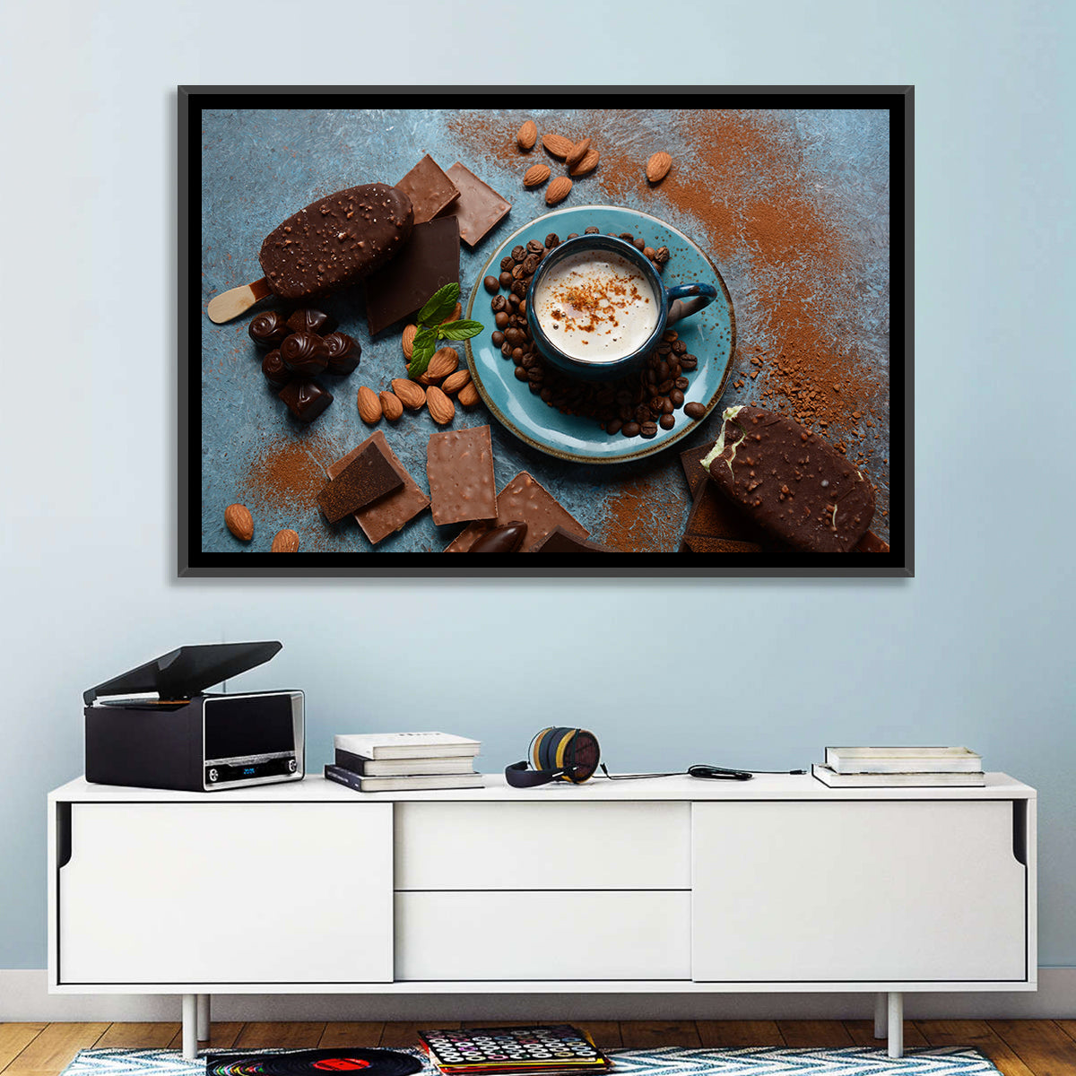 Coffee and Ice Cream Still Life Wall Art in a room, landscape