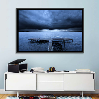 Stormy Lake Pier Wall Art