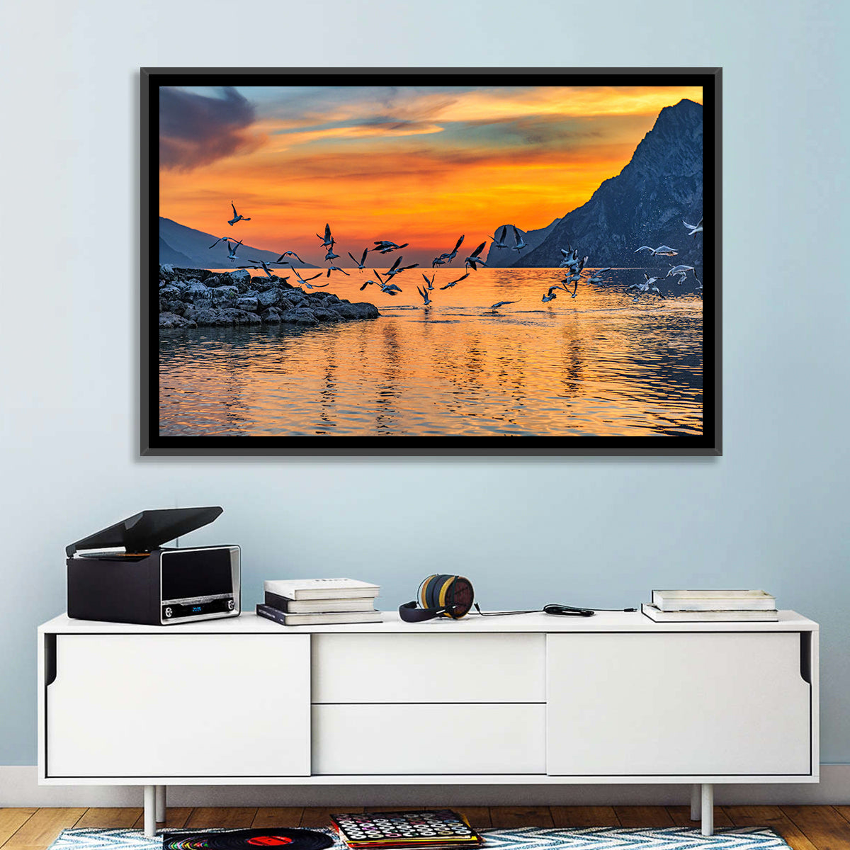Lake Garda Sunset Birds Wall Art