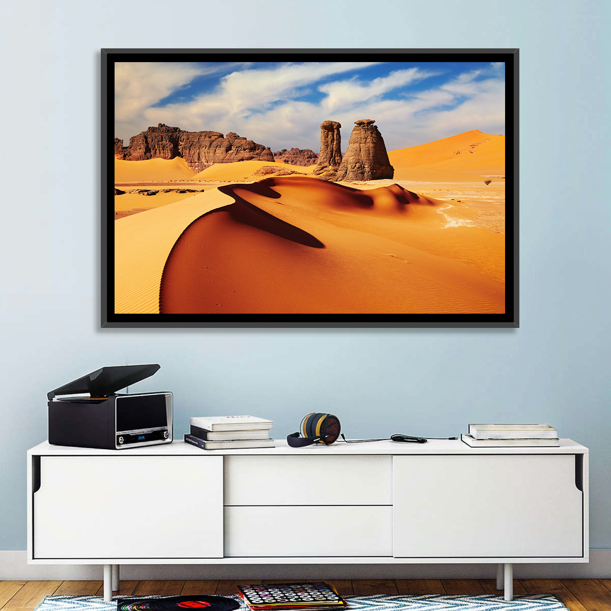 Tadrart Rouge Sand Dunes Wall Art in a room, landscape