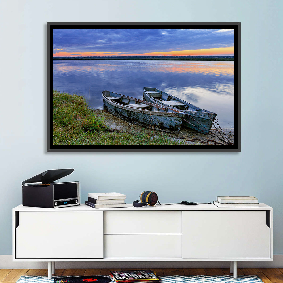 Chained Rowboats at Dusk Wall Art