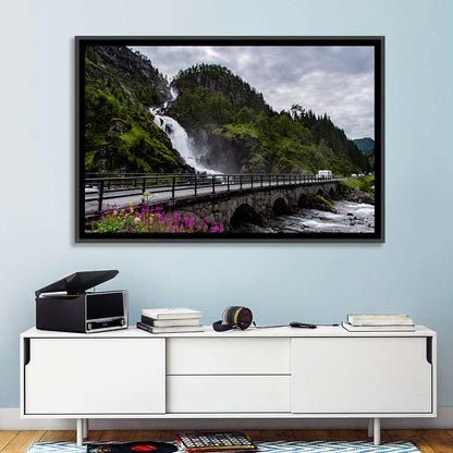 Låtefossen Stone Bridge and Waterfall Wall Art