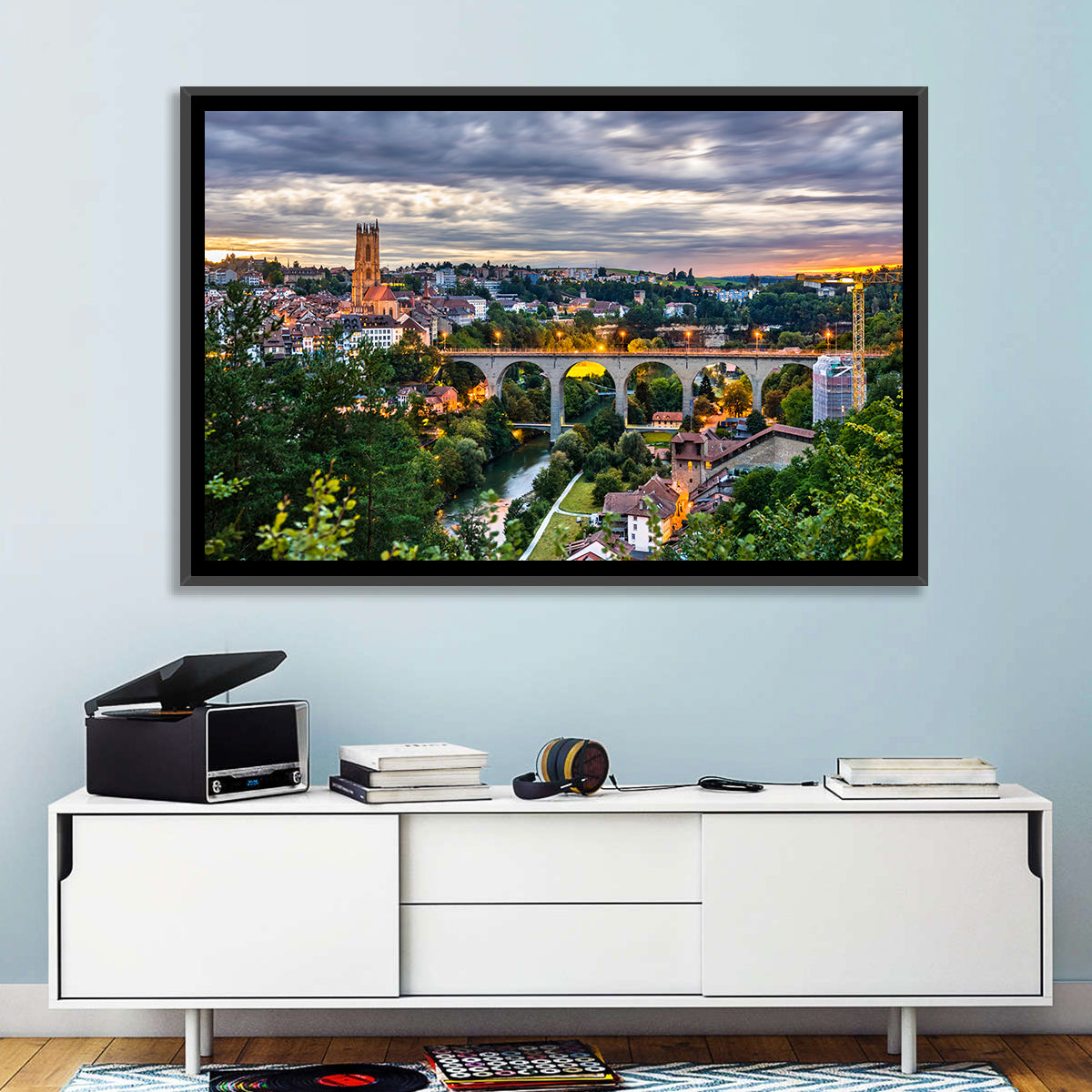 Zähringen Bridge at Twilight, Fribourg Wall Art