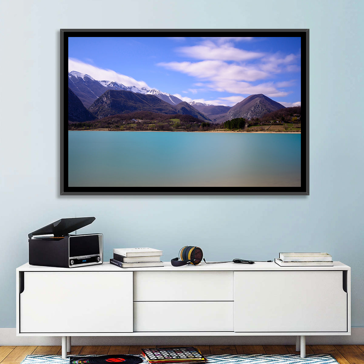 Castel San Vincenzo Lake Wall Art in a room, landscape