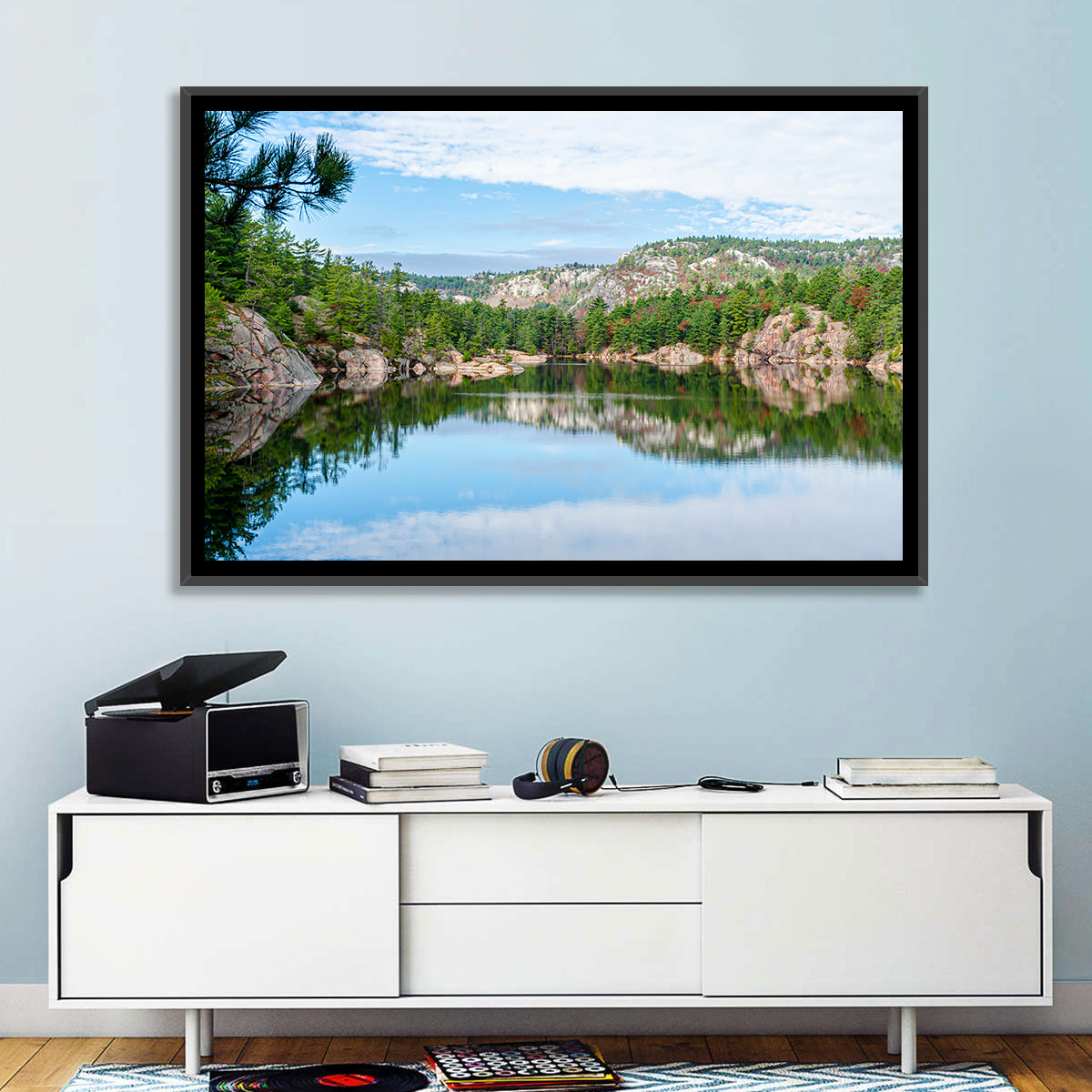 Mirror-quiet Lake and Pines Wall Art