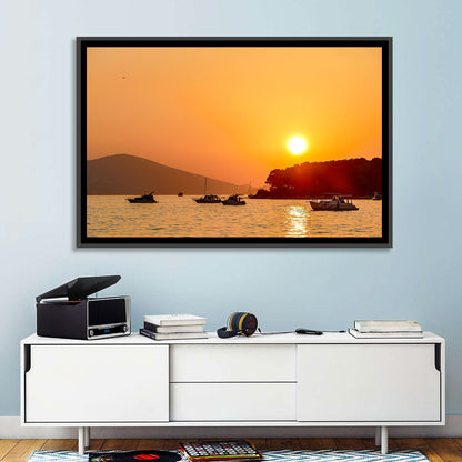 Golden Harbor Sunset Wall Art