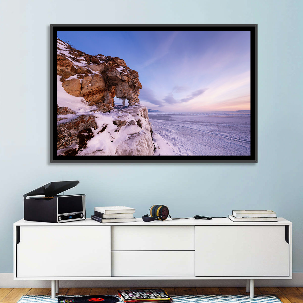 Lake Baikal Rock Arch at Winter Twilight Wall Art