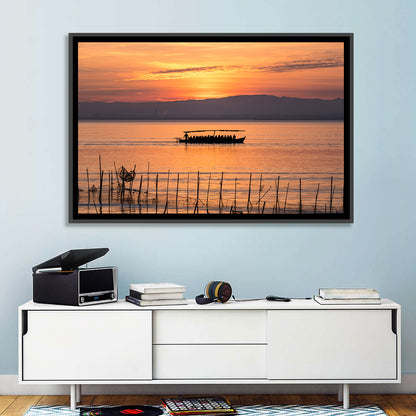 Albufera Sunrise Boat Silhouette Wall Art