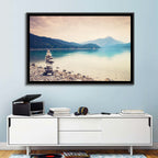 Stone Cairn by a Mountain Lake Wall Art