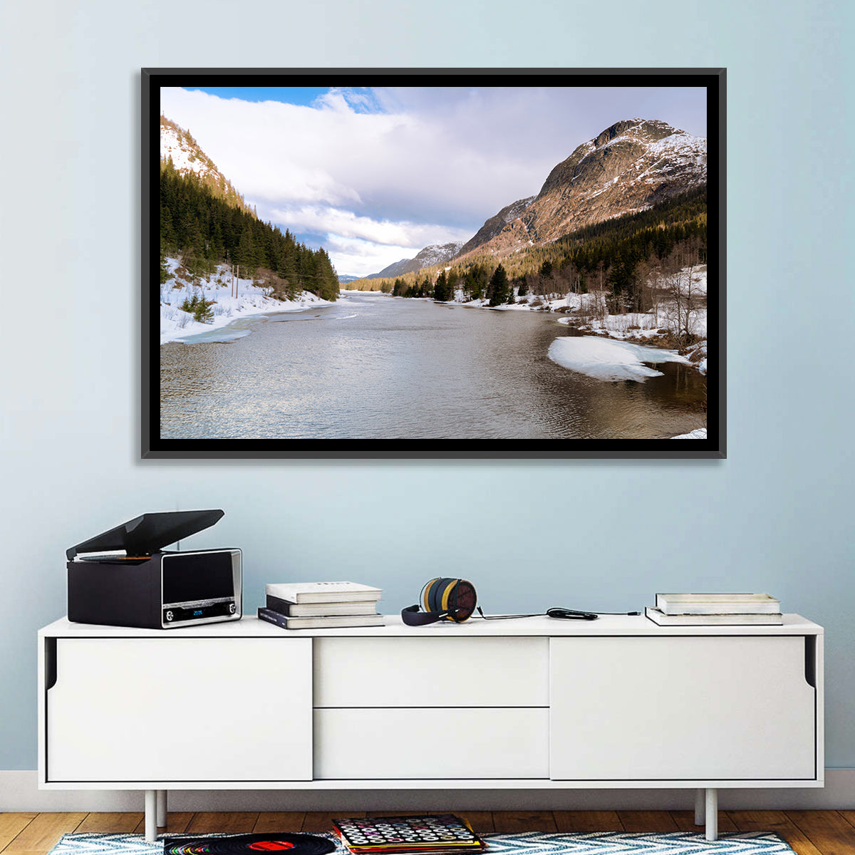 Grungevatn Winter River and Lake Wall Art