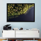Aerial Lake with Red Boat Wall Art