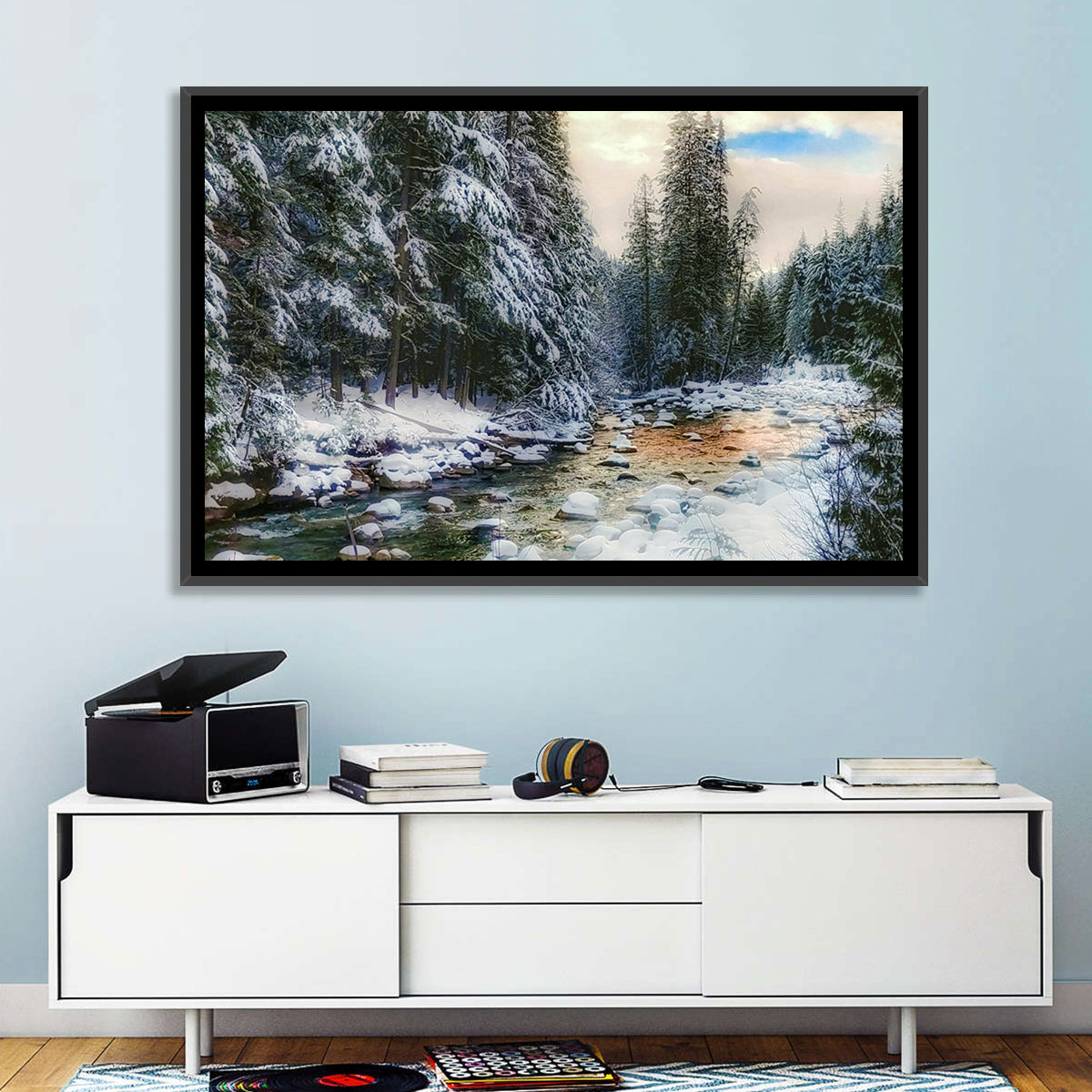 Winter Creek in Snowy Pines Wall Art